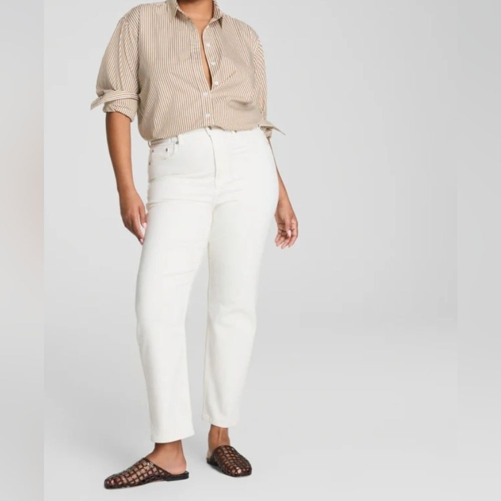 $158 NEW SPANX XL TALL WHITE SLIMMING SLIM STRAIGHT LEG PANTS JEANS NWT